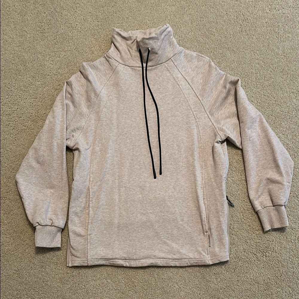 Varley Gray Turtleneck Sweater with Ribbed Cuffs